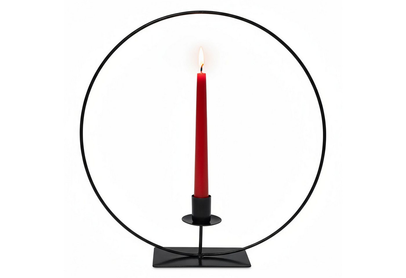 Spetebo Kerzenhalter Ring mit Standfuß (30 cm, 1 St., schwarz), Metall Kerzenständer für eine Stabkerze von Spetebo