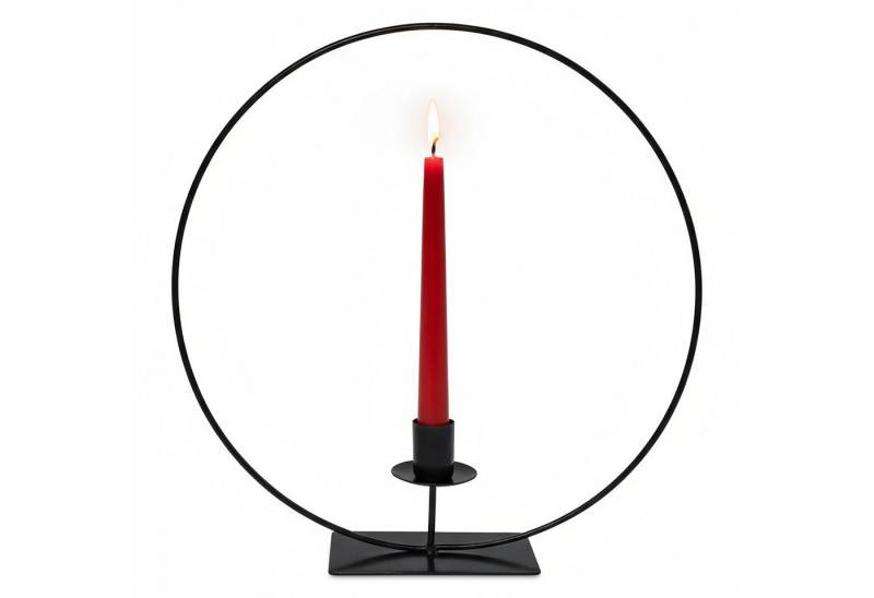 Spetebo Kerzenhalter Ring mit Standfuß (30 cm, 1 St., schwarz), Metall Kerzenständer für eine Stabkerze von Spetebo