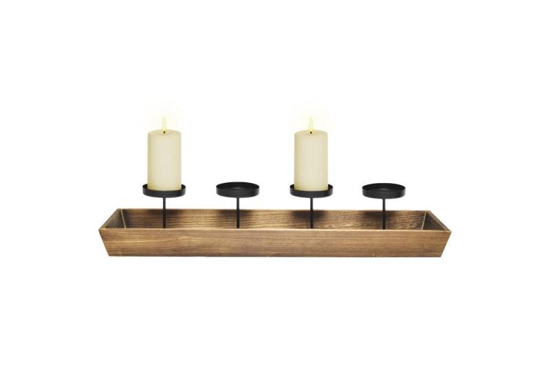 Spetebo Kerzenhalter XL Holz Advents Kerzenleuchter mit 4 Kerzentellern (Pack., 1 St., 1), elegantes Design von Spetebo