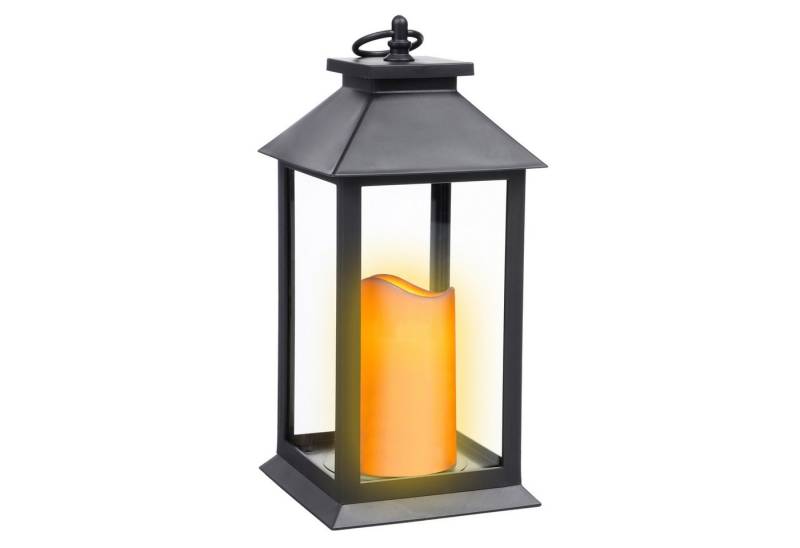 Spetebo Kerzenlaterne Metall Laterne schwarz inklusive LED Kerze mit Flacker Effekt (Artikel, 1x Laterne mit 1x LED Kerze), Deko Leuchte mit Kerzenflackern Batterie betrieben von Spetebo