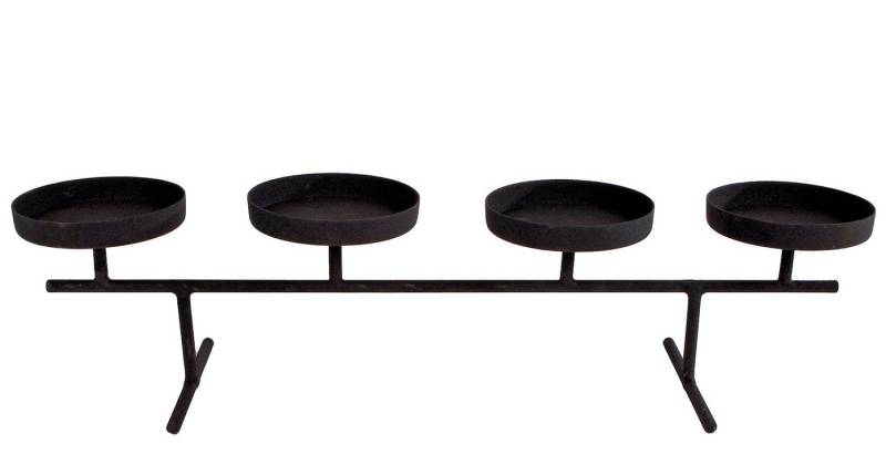 Spetebo Kerzenleuchter Metall Advents Kerzenständer auf Fuß schwarz 40cm (Packung, 1 St., 1x Kerzenhalter mit 4 Kerzentellern), Stumpen- und Kugelkerzen bis 7,5cm Durchmesser von Spetebo