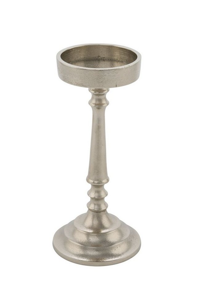 Spetebo Kerzenständer Aluminium Kerzenständer silber - 22 cm (Stück, 1 St., Kerzenhalter), Metall Kerzenständer im antiken Design von Spetebo