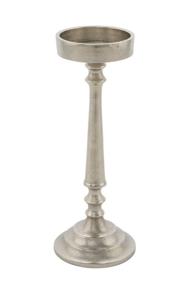 Spetebo Kerzenständer Aluminium Kerzenständer silber - 28 cm (Stück, 1 St., Kerzenhalter), Metall Kerzenständer im antiken Design von Spetebo