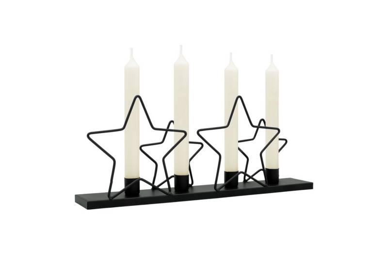 Spetebo Kerzenständer Metall Kerzenhalter mit Sternen schwarz (Pack., 1 St., 1), Modernes Design für 4 Stabkerzen von Spetebo