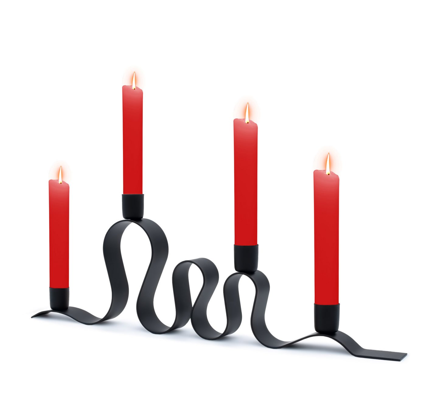 Spetebo Kerzenständer Moderner Kerzenleuchter aus Metall in schwarz ca. 45 x 15 (Pack., 1 St., Anzahl), in moderner wellen Form von Spetebo