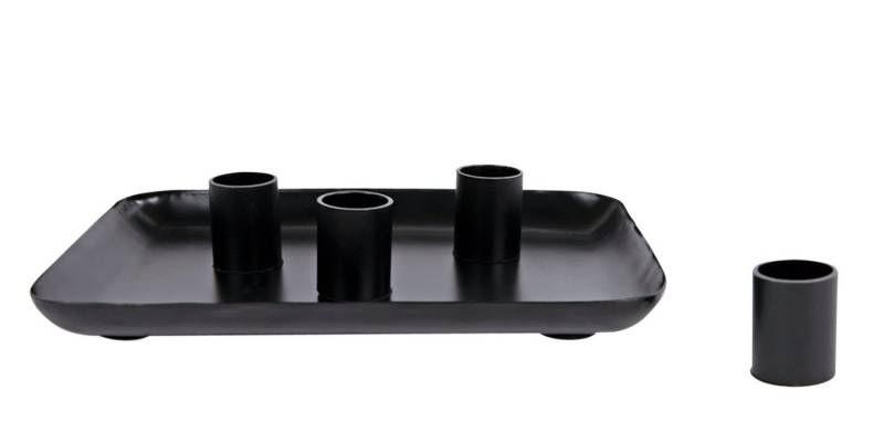 Spetebo Kerzentablett Metall Kerzenständer SCHWARZ für 4 Stabkerzen (Packung, 1 St., Tablett mit magnetischen Kerzenhaltern) von Spetebo