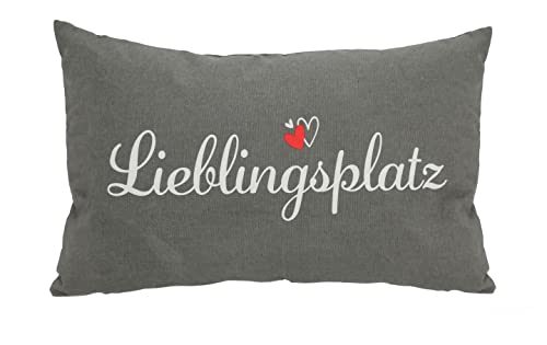 Spetebo Kissen Lieblingsplatz in grau - ca. 50 x 30 cm - Sofakissen mit Schriftzug Deko Couch Sofa Kissen Zierkissen Kuschelkissen Geschenkidee von Spetebo