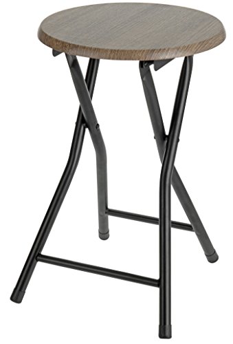 Spetebo Klapphocker aus Holz - Klappstuhl, Sitzhocker in schwarz/Natur - Metall Hocker mit runder Holz Sitzfläche von Spetebo
