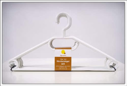 Kleiderbügel 50er Pack in Weiss - extra schwere Qualität (45g pro Bügel) - mit Anti-Rutsch-Rillen und Krawatten- BZW. Gürtelhalter von Spetebo