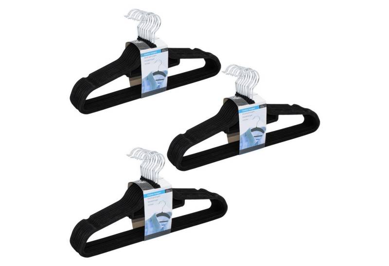 Spetebo Kleiderbügel Antirutsch Kleiderbügel mit Samt Bezug schwarz, (Anzahl, 30-tlg), Haken um 360° drehbar von Spetebo