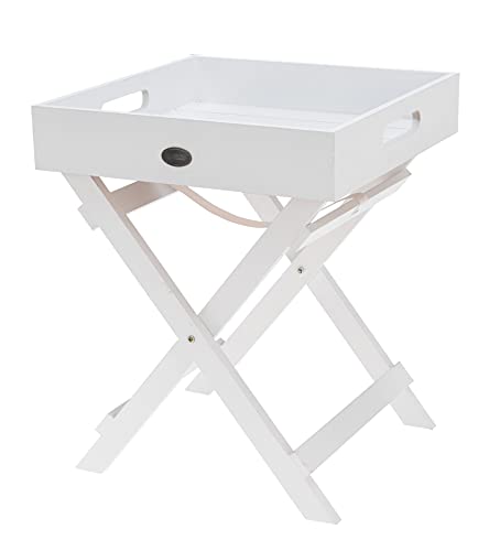 Spetebo Kleiner Holz Beistelltisch - Farbe: Weiß - 2-teilig mit Abnehmbarer Tischplatte - Blumen Pflanzen Hocker Tisch von Spetebo