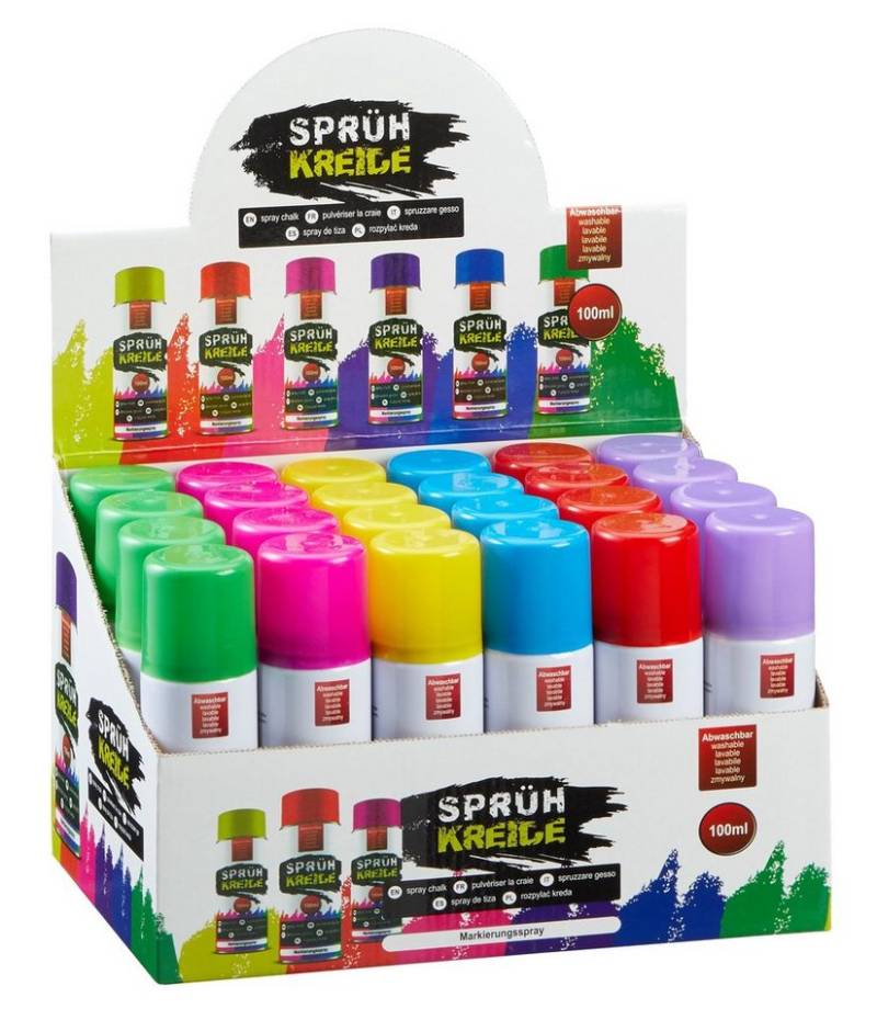 Spetebo Kreidespray Sprüh Kreide 6 bunten Farben 100 ml Dose -24er Set, Flüssig Markierungs Spray Spetebo Kreidespray Sprüh Kreide 6 bunten Farben 100 ml Dose -24er Set, Flüssig Markierungs Spray von Spetebo