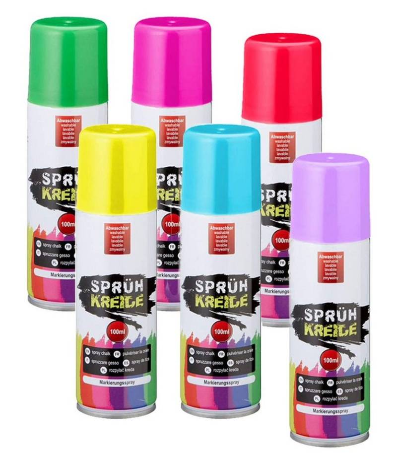 Spetebo Kreidespray Sprüh Kreide 6 bunten Farben 100 ml Dose - 6er Set, Flüssig Markierungs Spray Spetebo Kreidespray Sprüh Kreide 6 bunten Farben 100 ml Dose - 6er Set, Flüssig Markierungs Spray von Spetebo