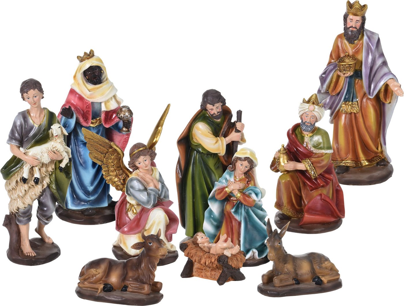 Spetebo Krippe XL Weihnachtskrippe Figuren Set - 10-teilig (10-tlg), Krippen Stall Zubehör Tisch Dekoration - Weihnachten Advent Deko von Spetebo