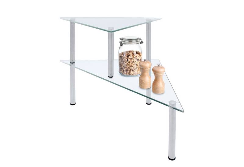 Spetebo Küchenregal Zweistufiges Glas Eckregal - 49 x 35 cm, Anzahl 1-tlg., mit 2 Ablagen auf verschiedenen Ebenen von Spetebo