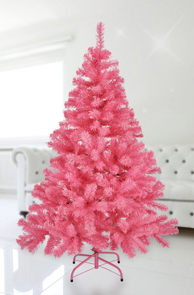 Spetebo Künstlicher Weihnachtsbaum Künstlicher Weihnachtsbaum klein - 90 cm / rosa, Kunstbaum, Kunst Tannenbaum Christbaum inklusive Baumständer von Spetebo