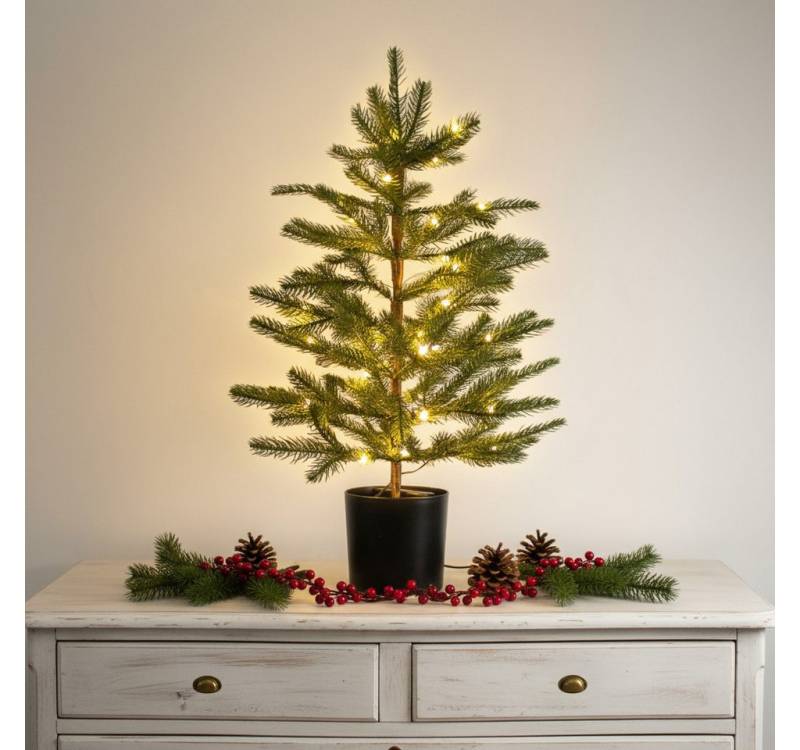 Spetebo Künstlicher Weihnachtsbaum Tannenbaum 60 cm Höhe im schwarzen Blumentopf beleuchtet mit 30 LED, dekoriert mit einer 30 LED Lichterkette Spetebo Künstlicher Weihnachtsbaum Tannenbaum 60 cm Höhe im schwarzen Blumentopf beleuchtet mit 30 LED, dekoriert mit einer 30 LED Lichterkette von Spetebo