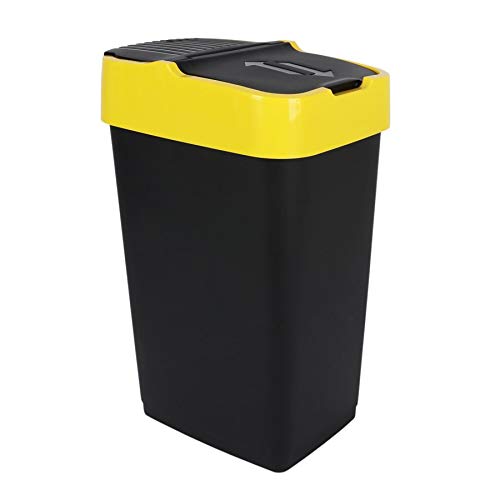 Spetebo Kunststoff Abfalleimer mit Schwingdeckel - 35 L - Mülleimer schwarz mit Deckel in 3 Farben sortiert - Abfallsammler Abfallbehälter gelb blau grün von Spetebo