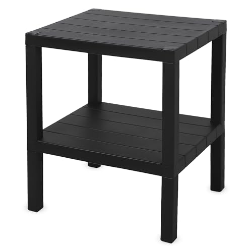 Spetebo Kunststoff Beistelltisch klein in anthrazit mit 2 Ablagen - 45 x 38 cm - Standregal rechteckig mit 2 Ebenen - Balkon Regal Tisch Nachttisch Couchtisch Dekotisch Balkontisch Nischenregal Spetebo Kunststoff Beistelltisch klein in anthrazit mit 2 Ablagen - 45 x 38 cm - Standregal rechteckig mit 2 Ebenen - Balkon Regal Tisch Nachttisch Couchtisch Dekotisch Balkontisch Nischenregal von Spetebo