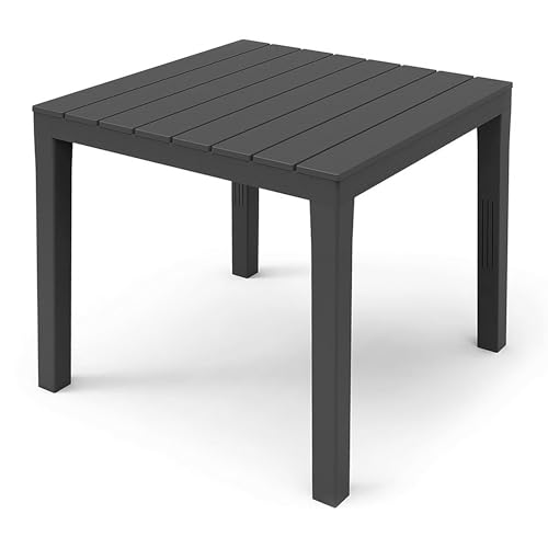 Spetebo Kunststoff Gartentisch quadratisch anthrazit - 78 x 78 cm - Campingtisch Balkon Terrasse Tisch - Balkontisch Terrassentisch Outdoor Garten Tisch wetterfest von Spetebo