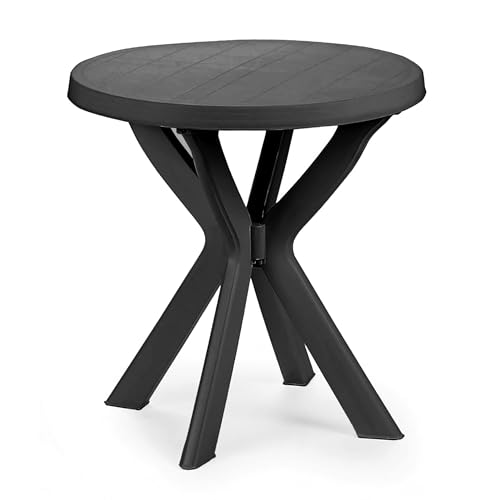 Spetebo Kunststoff Gartentisch rund - 70 cm - Campingtisch im klassischen Design - Balkontisch Terrassentisch Oudoor Garten Tisch für den Außenbereich (anthrazit) von Spetebo