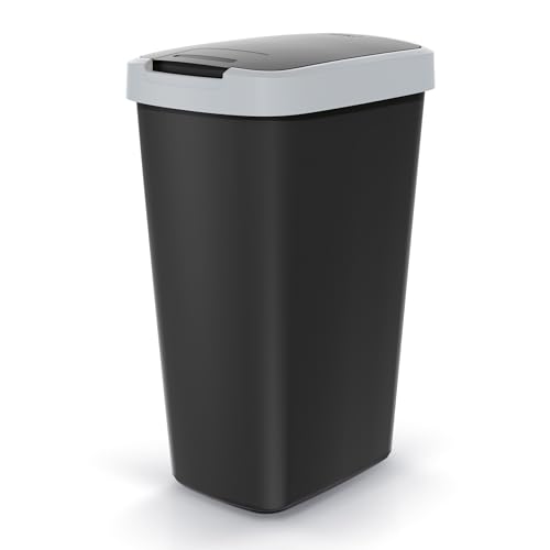 Spetebo Kunststoff Mülleimer eckig schwarz - 45 Liter - Abfalleimer mit Schwing-Klapp-Deckel - Mülltonne Papierkorb Abfallsammler Müllbehälter Mülltrennung Recycling Tonne mit Deckel von Spetebo