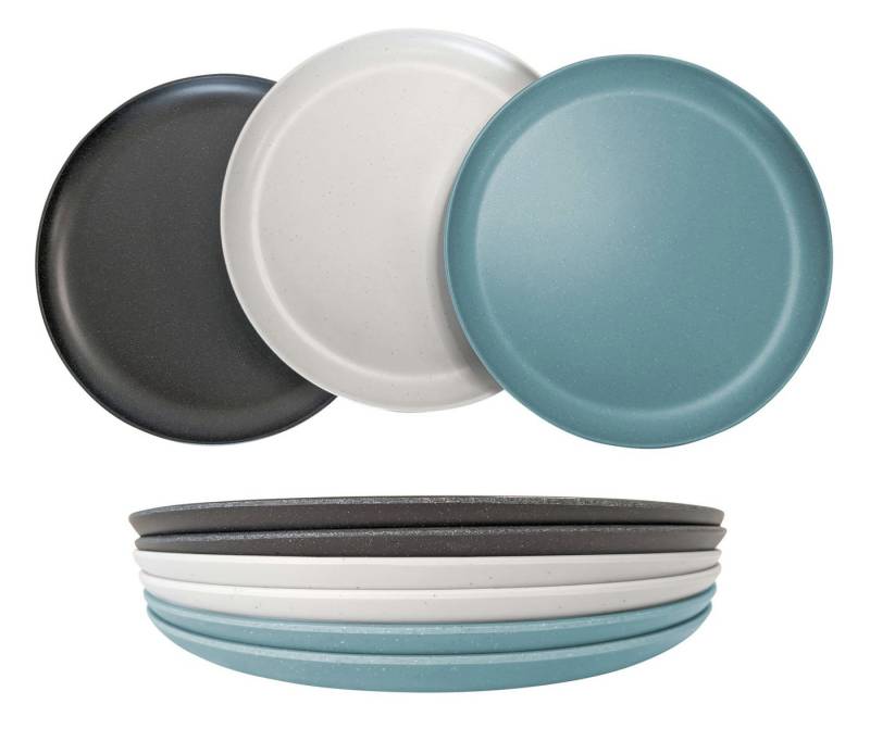 Spetebo Kunststoffteller Melamin Speiseteller 6er Set 21 cm - 3 Farben sortiert, (6 St), Robuster Kunststoff Camping Teller bruchsicher von Spetebo