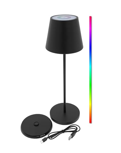 Spetebo LED Akku Touchleuchte Multi Color mit USB Ladestation - 35 x 11 cm - Tischlampe wiederaufladbar mit Dimmer und Timer für Außen - Garten Deko Beleuchtung Nachttisch Wohnzimmer Lampe von Spetebo