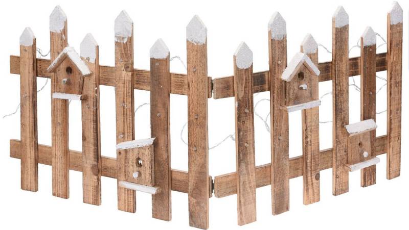Spetebo LED Dekofigur Deko Zaun mit LED Beleuchtung - 100 x 40 cm, An / Aus, LED, warmweiß, Gartenzaun warmweiß beleuchtet in Winter-Optik von Spetebo