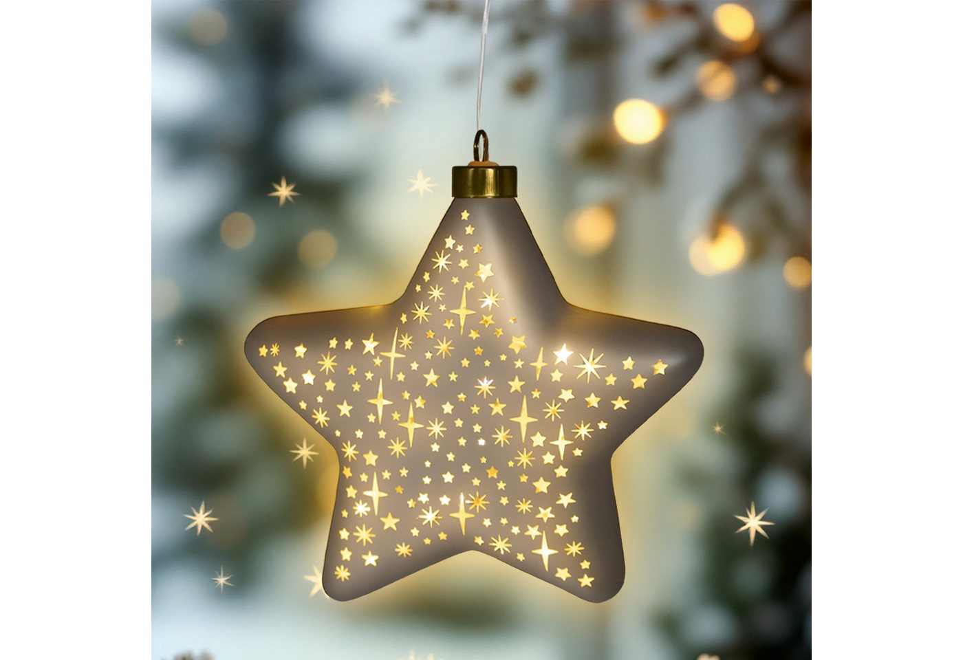 Spetebo LED-Dekofigur LED Glas Weihnachtsanhänger (Anzahl, 1 St., Stück), mit Timer Funktion von Spetebo