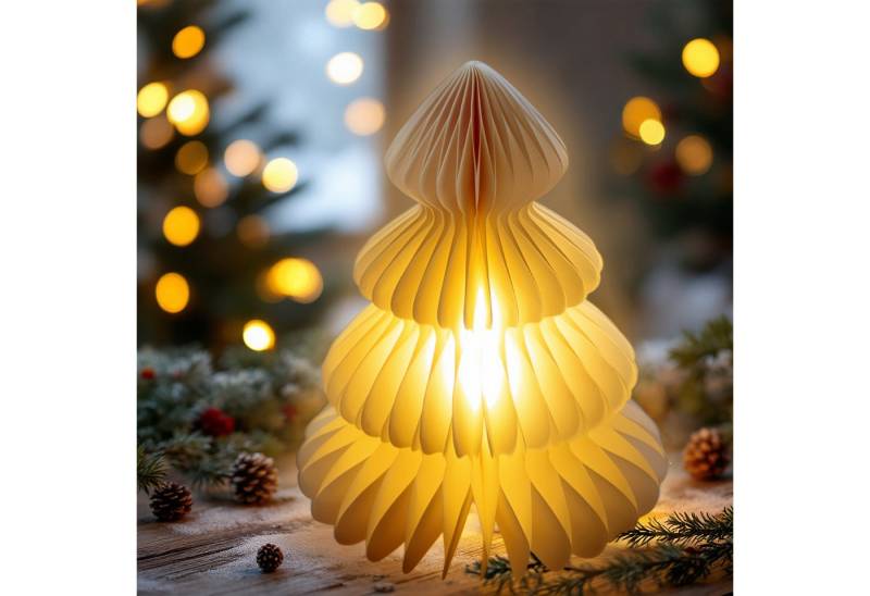 Spetebo LED-Dekofigur LED Papier Engel warm weiß beleuchtet - 28 cm (Anzahl, 1 St., Stück), mit Timer von Spetebo