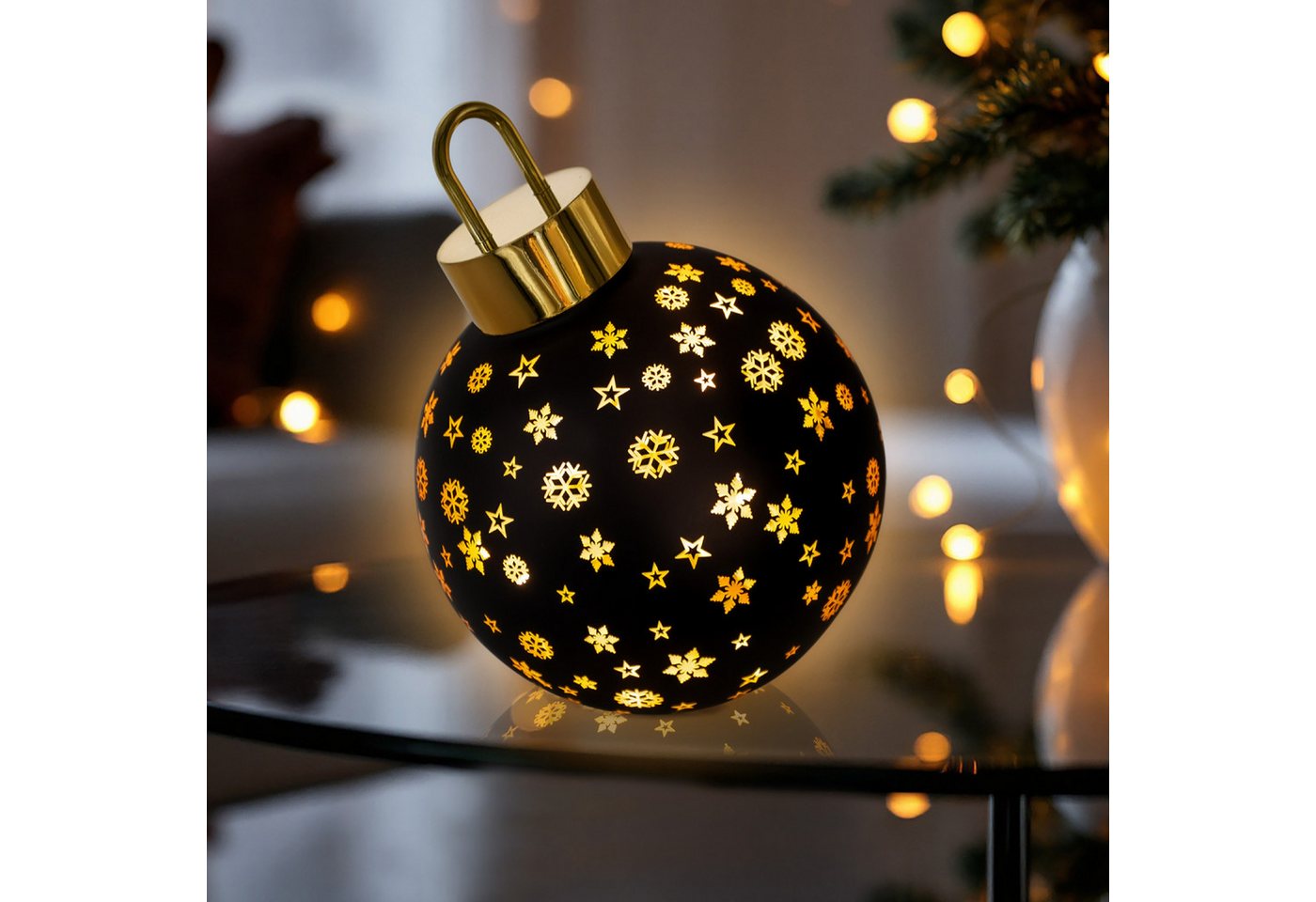 Spetebo LED-Dekofigur LED Weihnachtskugel zum Stellen matt schwarz (Anzahl, 1 St., Stück), mit Timer von Spetebo
