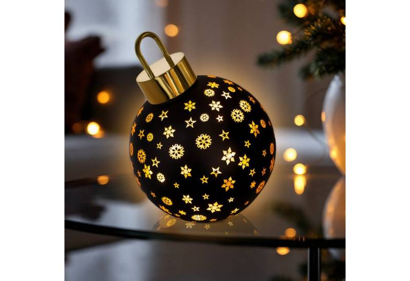 Spetebo LED-Dekofigur LED Weihnachtskugel zum Stellen matt schwarz (Anzahl, 1 St., Stück), mit Timer von Spetebo