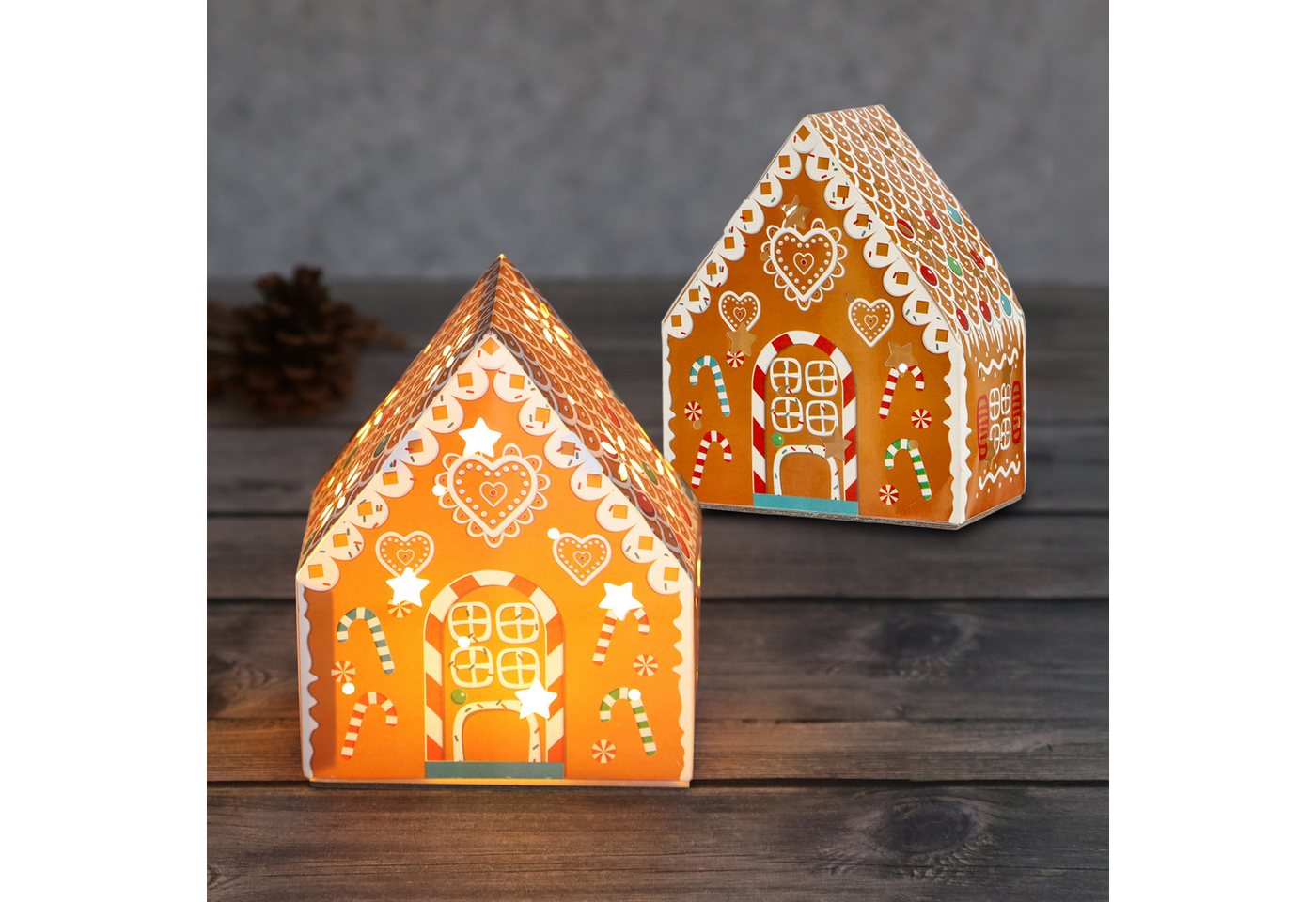 Spetebo LED Dekofigur Lebkuchenhaus aus Papier, 2er Set, LED fest integriert, warm weiß, mit integriertem LED Teelicht Spetebo LED Dekofigur Lebkuchenhaus aus Papier, 2er Set, LED fest integriert, warm weiß, mit integriertem LED Teelicht von Spetebo