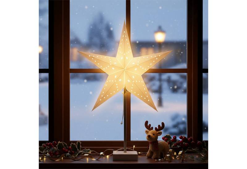 Spetebo LED-Dekofigur Papier Weihnachtsstern Leuchte auf Fuß 60 cm (Anzahl, 1 St., Stück), An- / Aus Schalter am Stromkabel von Spetebo