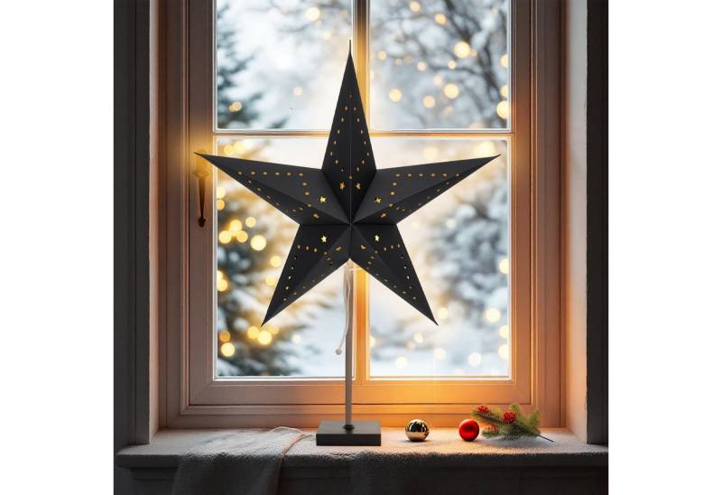 Spetebo LED-Dekofigur Papier Weihnachtsstern Leuchte auf Fuß 60 cm (Anzahl, 1 St., Stück), An- / Aus Schalter am Stromkabel von Spetebo