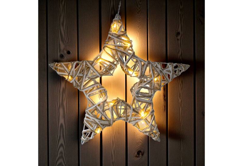 Spetebo LED-Dekofigur Rattan Stern zum Hängen warm weiß beleuchtet (Anzahl, 1 St., Stück), mit automatischem Timer von Spetebo