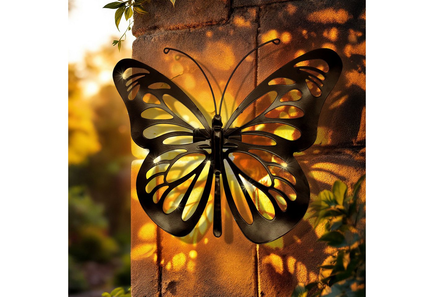 Spetebo LED Dekofigur Solar Wandbild Schmetterling schwarz mit 31 LED, Dämmerungssensor, LED fest integriert, warm weiß, solarbetrieben Spetebo LED Dekofigur Solar Wandbild Schmetterling schwarz mit 31 LED, Dämmerungssensor, LED fest integriert, warm weiß, solarbetrieben von Spetebo