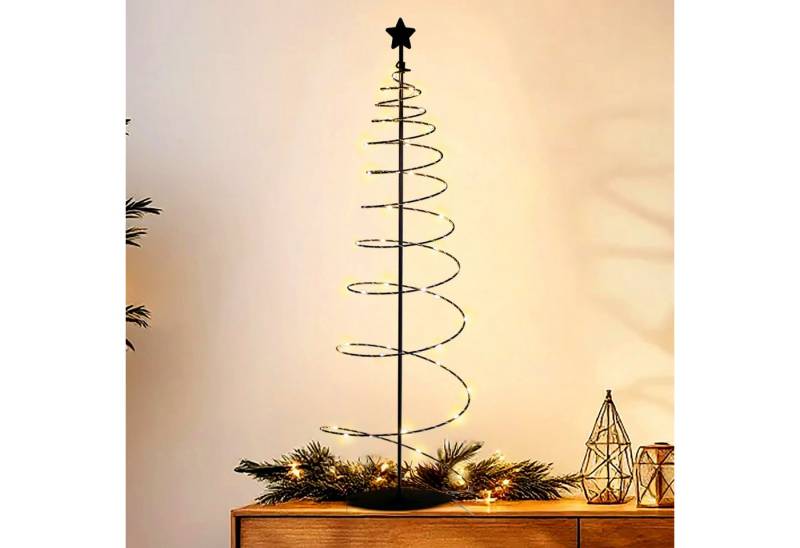 Spetebo LED-Dekofigur Spiral Weihnachtsbaum mit 47 LED aus Metall in schwarz (Anzahl, 1 St., Stück), mit Timer Funktion von Spetebo
