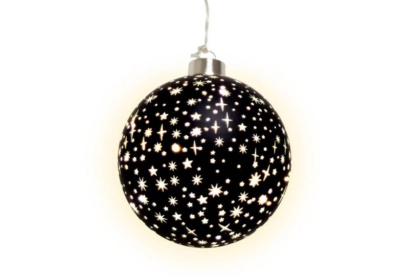 Spetebo LED Dekofigur Weihnachts Glaskugel Sterne schwarz matt, Batterie betrieben, LED fest integriert, warm weiß, mit Timer Funktion von Spetebo