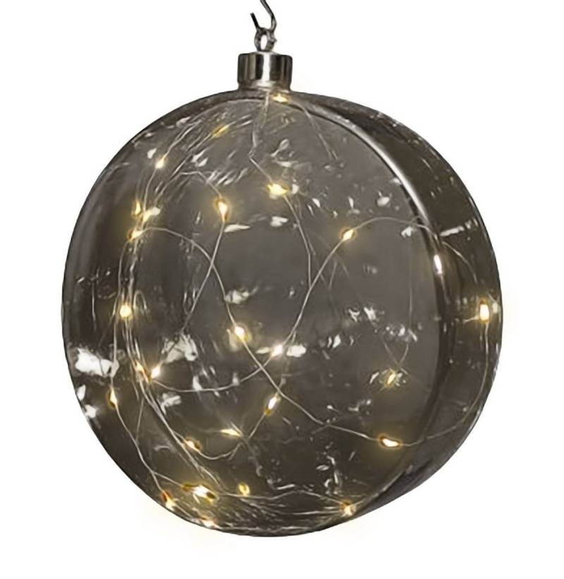 Spetebo LED Dekolicht Glas Disc 12 cm warm weiß beleuchtet, Timer, LED fest integriert, warm weiß, Weihnachtsdeko Kugel Batterie betrieben mit Timer von Spetebo
