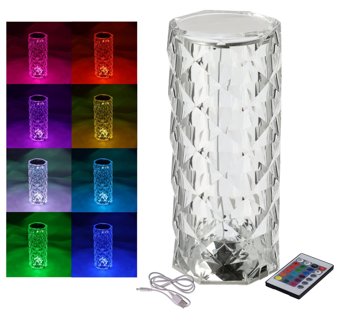 Spetebo LED Dekolicht LED Akku Touch Leuchte bunt – 21 cm – Deko Lampe, Flash / Strobe / Fade / Smooth, LED, Farbwechsel Dimmer Fernbedienung von Spetebo