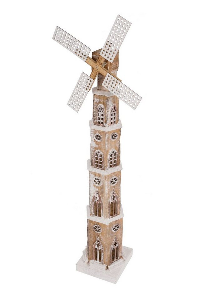 Spetebo LED Dekolicht LED Holz Windmühle mit 20 LED - Höhe ca. 110 cm, LED, warm weiss von Spetebo