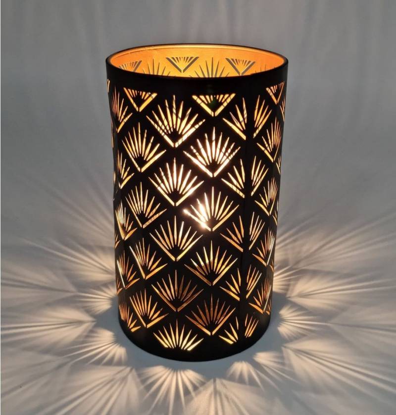Spetebo LED Dekolicht LED Metall Tischlampe mit 3D Effekt - 20 x 12 cm, Ein-/Ausschalter, LED fest integriert, warm weiß, Deko Tischleuchte Batterie betrieben - Leuchte Lampe Licht Dekoration von Spetebo