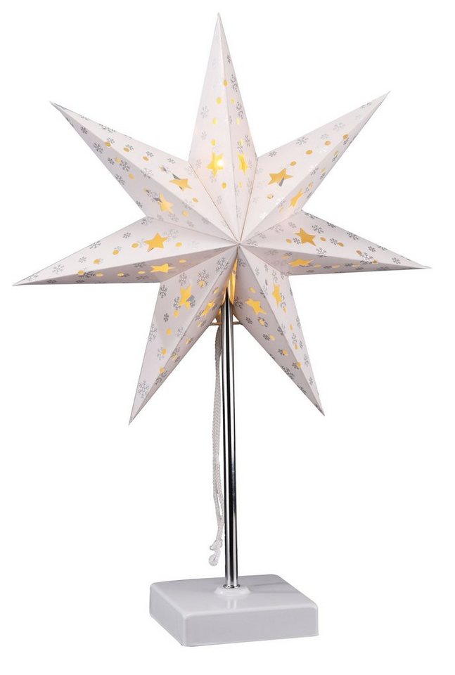 Spetebo LED Dekolicht LED Papierstern 33 x 13cm - Papierstern mit Standfuß, 2, LED, warmweiß, Weihnachtsstern Tischlampe ca. 50 x 33 cm von Spetebo