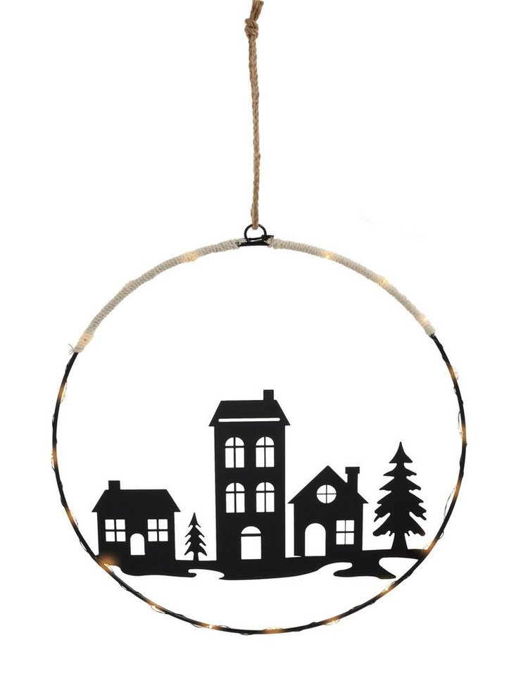 Spetebo LED Dekolicht LED Silhouetten Bild schwarz mit Weihnachts Motiv, LED, warmweiß, Deko Aufhänger mit 20 LED in warm weiß beleuchtet von Spetebo