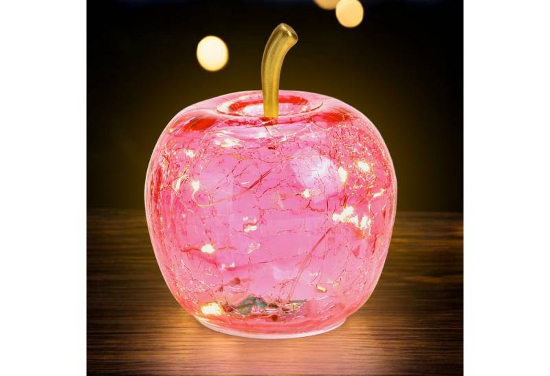 Spetebo LED Dekoobjekt, Ein-/Ausschalter, Timer, LED fest verbaut, warm weiß, Deko Frucht aus Crackle Glas beleuchtet Batterie betrieben von Spetebo