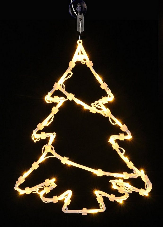 Spetebo LED Fensterbild LED Fenster Silhouette Stern mit Dual Timer, Dual-Timer, LED fest verbaut, warm weiß, Deko Weihnachts Beleuchtung Fensterbild Batterie betrieben von Spetebo