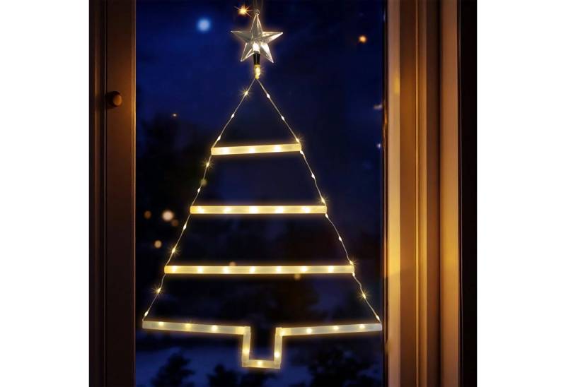 Spetebo LED Fensterbild Weihnachtsbaum 66 LED - 70 x 46 cm, mit 8 Funktionen, LED fest integriert, warm weiß, mit Timer von Spetebo