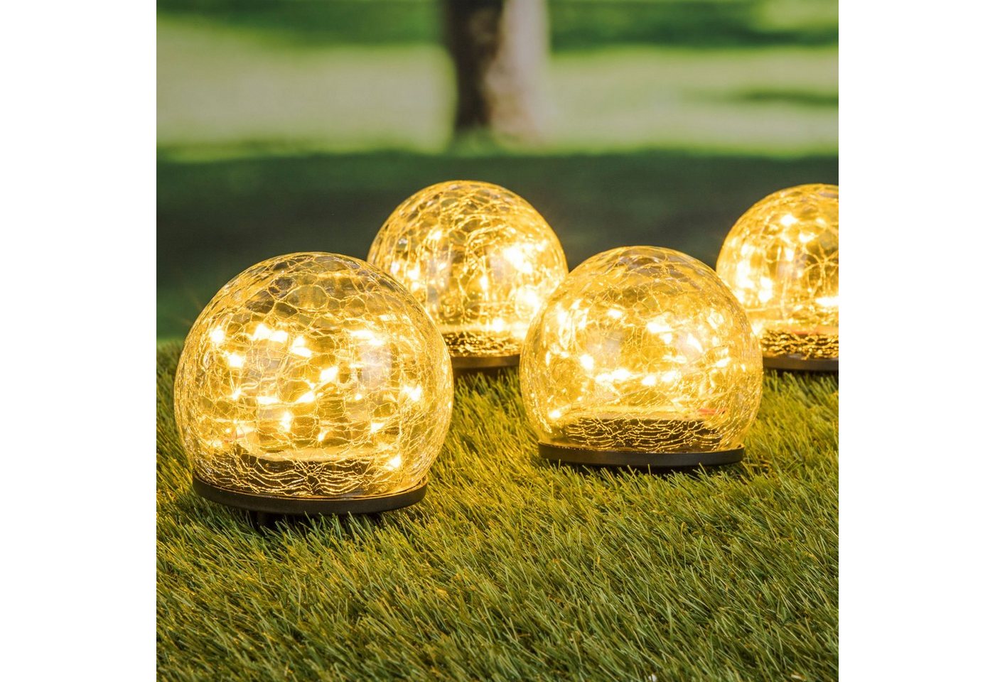 Spetebo LED Gartenleuchte LED Solar Kugel Leuchten - 4er Set, 2, LED fest integriert, warmweiß, Gehwegbeleutung von Spetebo